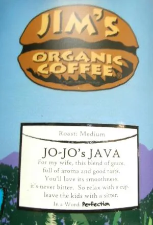 Jo-Jo’s Java organic coffee bag