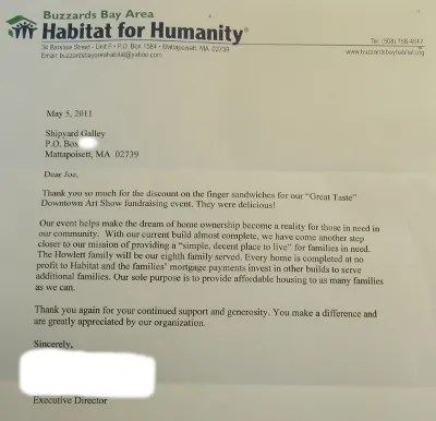 Letter from Buzzards Bay Area Habitat for Humanity