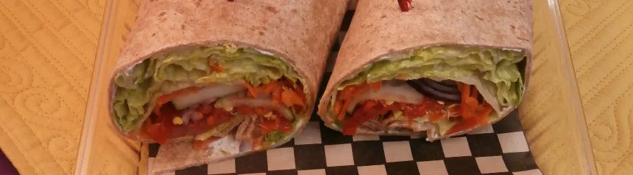 Sandwich wrap cut in half